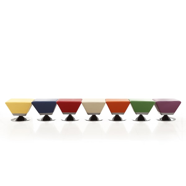 Manhattan Comfort Diamond Swivel Ottoman Set of 7 in Multi Colors of Blue, Red, Purple, Green, Orange, Tan & Yellow 7-OT002 - main